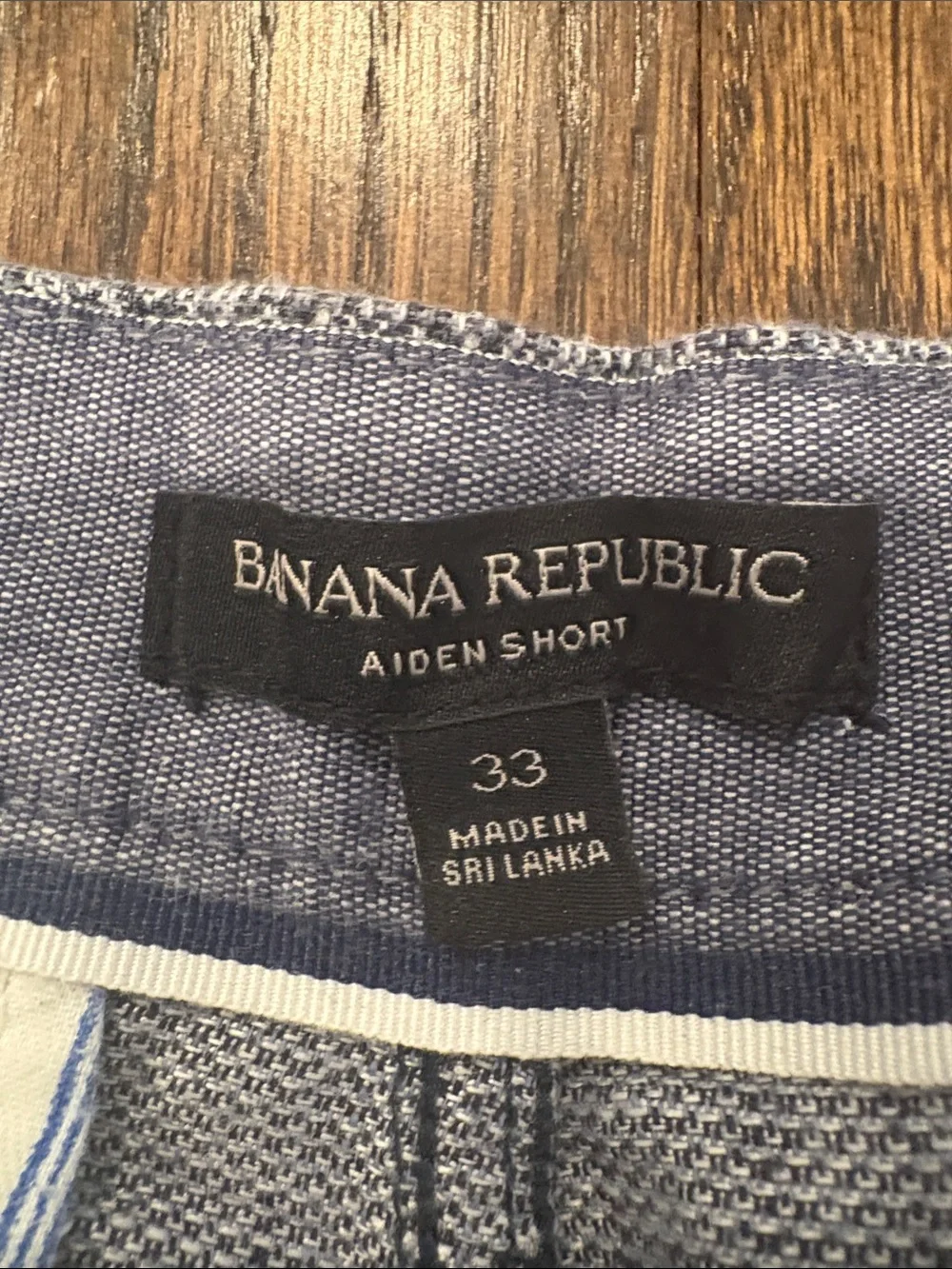Banana Republic Men's Blue Printed Aiden Casual Linen Blend Shorts Sz 33